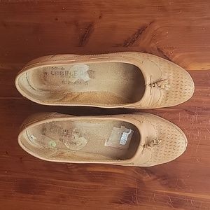 Vibtage California Cobblers leather wood block heels size 8